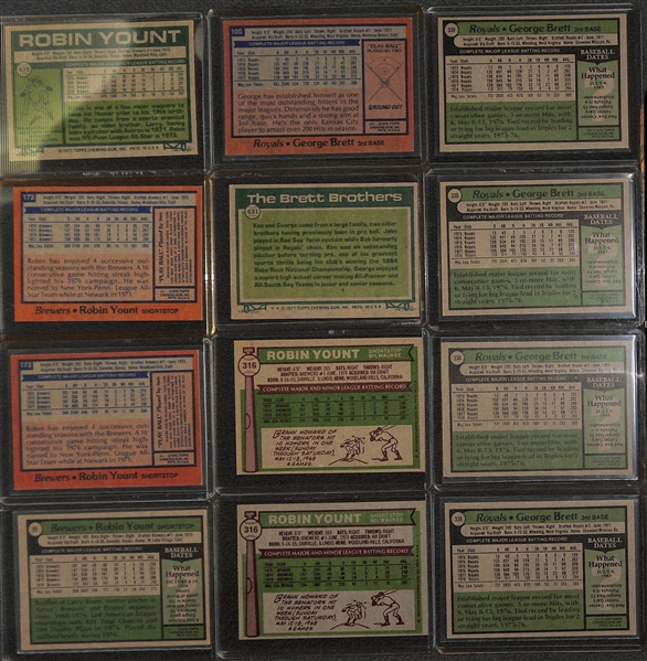 Lot of (24) 1970's George Brett and Robin Yount Inc. 2 Rookies of Each Player!