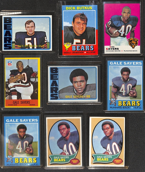 Lot of (18) 1960s and 70s Chicago Bears Greats Dick Butkus, Gale Sayers and Mike Ditka