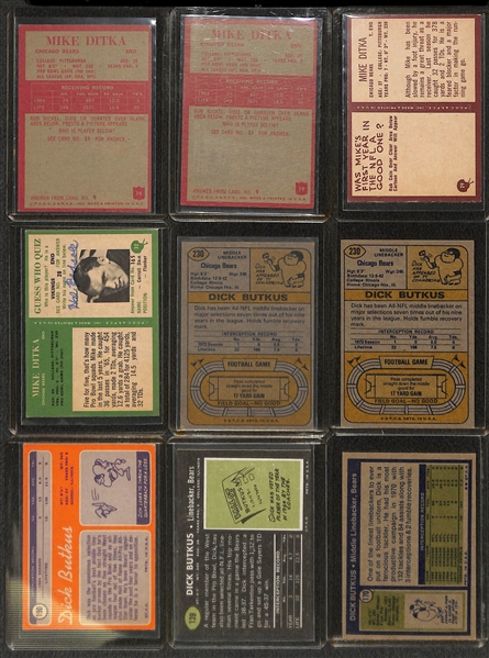 Lot of (18) 1960s and 70s Chicago Bears Greats Dick Butkus, Gale Sayers and Mike Ditka