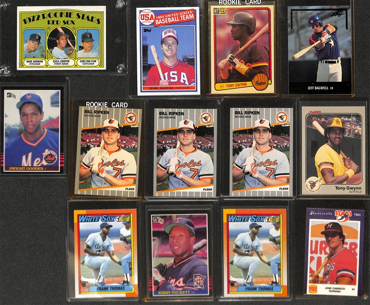 Lot of (70+) 1970s, 80s and 90s Baseball Rookie Stars Inc. Fisk, McGwire, Jones, Sosa, and More