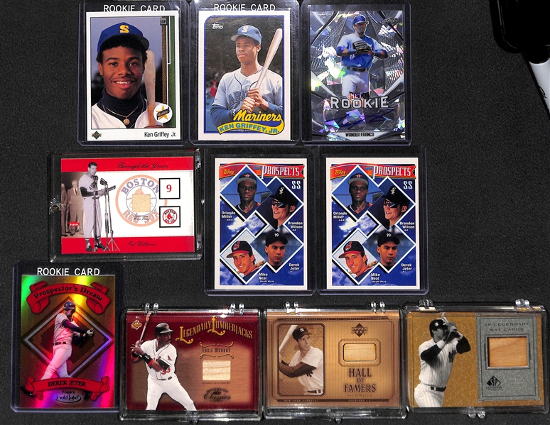 Lot of (10) Baseball Rookie, Stars and Insert Lot Featuring Ken Griffey Jr., Wander Franco, Ted Williams