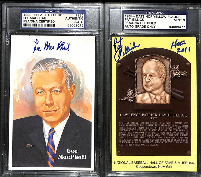 (8) Baseball HOF Autographs on 4x6 Cards w. Al Kaline, Duke Snyder, Lefty Gomez, Bill Dickey,  Lou Boudreau, Lee Macphail, Pat Gillick