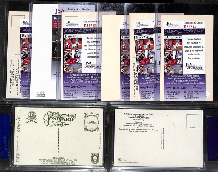 (8) Baseball HOF Autographs on 4x6 Cards w. Al Kaline, Duke Snyder, Lefty Gomez, Bill Dickey,  Lou Boudreau, Lee Macphail, Pat Gillick