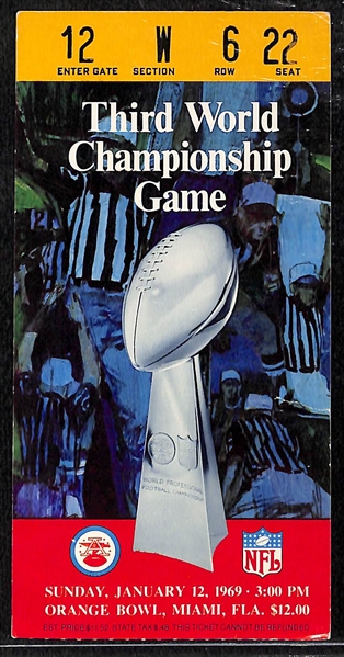 1969 Super Bowl 3 Ticket (Jets v Colts ) & 1966 World Series Ticket (Orioles v Dodgers)