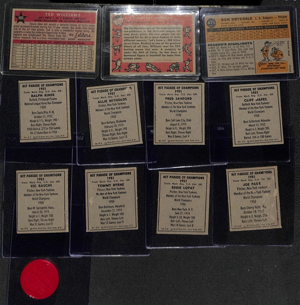 Lot of (12) Vintage Baseball Mostly Cards w/ (8) 1951 Berk Ross featuring 1958 Ted Williams