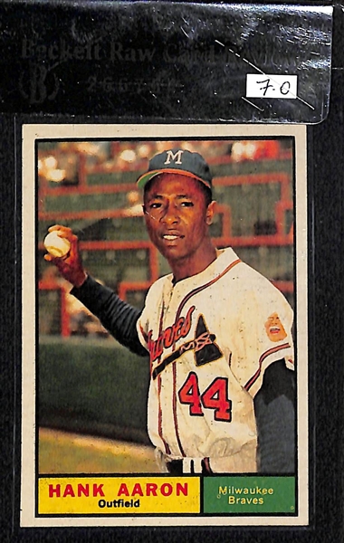 1961 Topps Hank Aaron & 1965 Topps Ernie Banks Both Graded Beckett 7