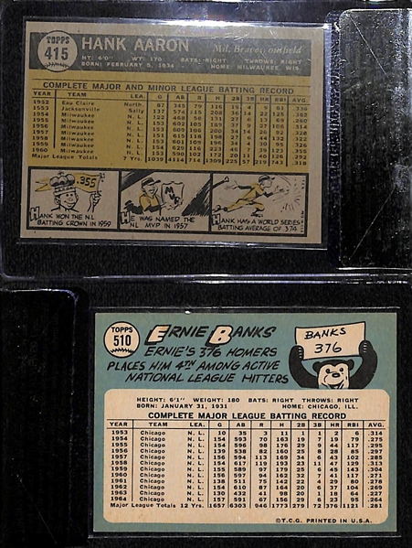 1961 Topps Hank Aaron & 1965 Topps Ernie Banks Both Graded Beckett 7