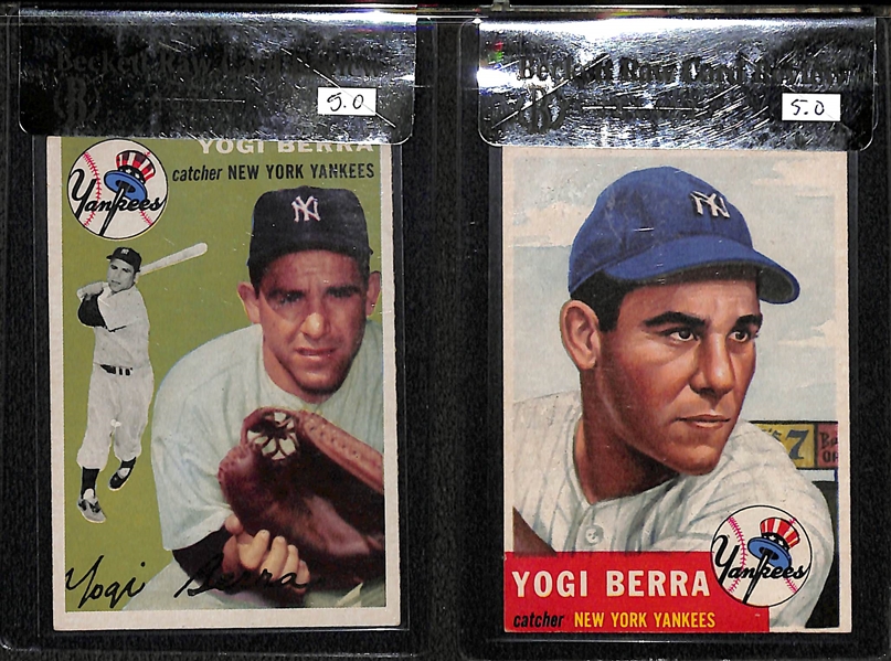 Lot of (4) 1950s Yankee Stars Graded Baseball Cards w. Berra, Ford, Jensen
