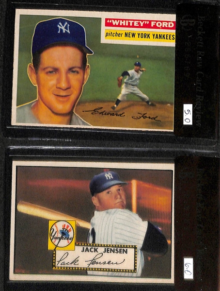 Lot of (4) 1950s Yankee Stars Graded Baseball Cards w. Berra, Ford, Jensen