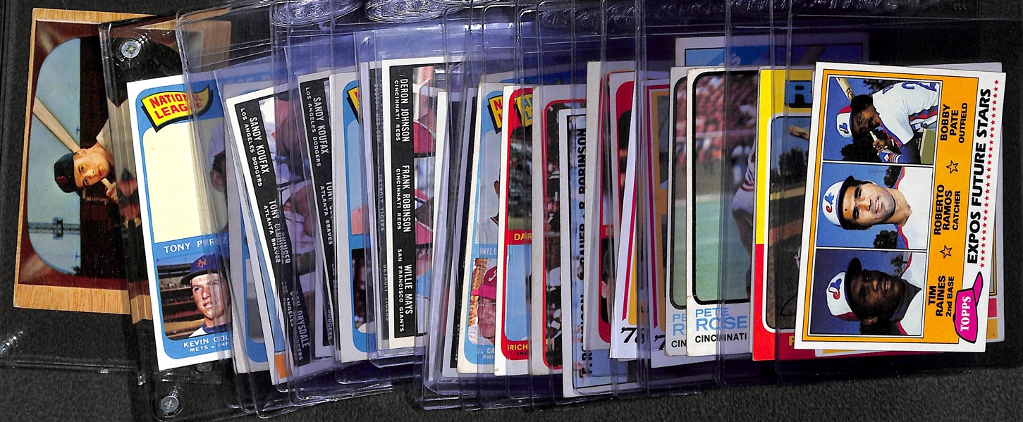 Lot of (28) Mostly 60s Baseball Star and Rookie Cards w. Rose, Mays, Clemente, Banks, Koufax