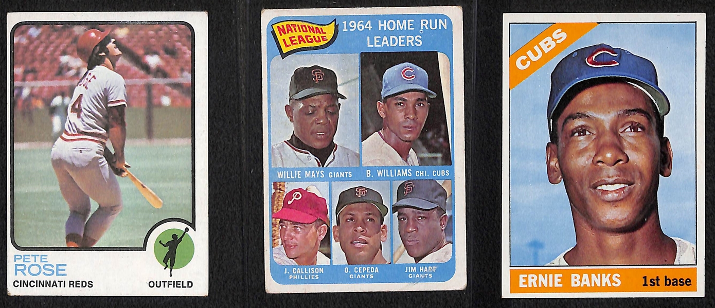 Lot of (28) Mostly 60s Baseball Star and Rookie Cards w. Rose, Mays, Clemente, Banks, Koufax