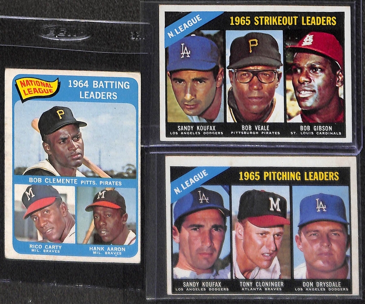 Lot of (28) Mostly 60s Baseball Star and Rookie Cards w. Rose, Mays, Clemente, Banks, Koufax