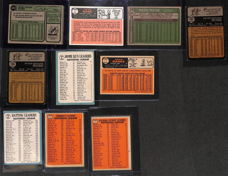 Lot of (28) Mostly 60s Baseball Star and Rookie Cards w. Rose, Mays, Clemente, Banks, Koufax