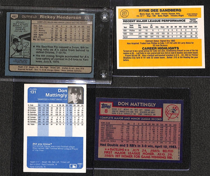 Lot of (17) 1980s Rookie Stars w. Henderson, Sandberg, Mattingly