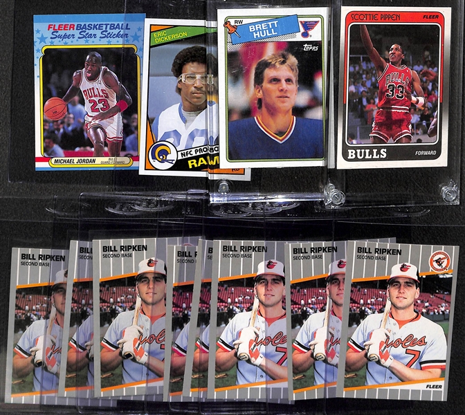 Lot of (12) 1980s Mixed Sports Star and Rookie Cards Featuring Michael Jordan, Dickerson, Hull, Pippen