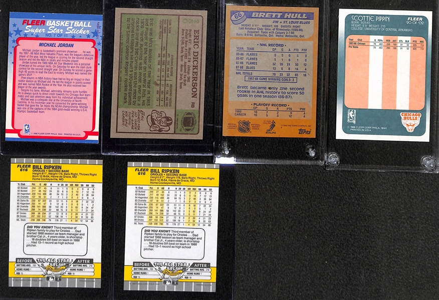 Lot of (12) 1980s Mixed Sports Star and Rookie Cards Featuring Michael Jordan, Dickerson, Hull, Pippen