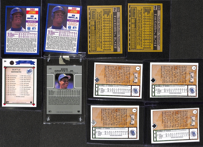 Lot of (10) 1989 and 1990 Ken Griffey Jr. Cards w. 4 Upper Deck Rookies