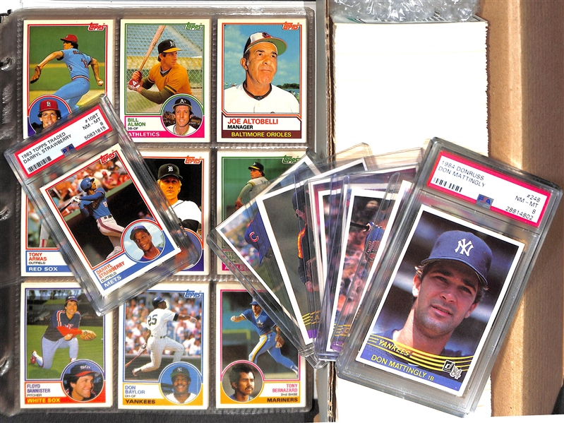 1983 Topps Baseball Traded Set w. PSA 8 Darryl Strawberry & 1984 Donruss Complete Set w. Mattingly PSA 8
