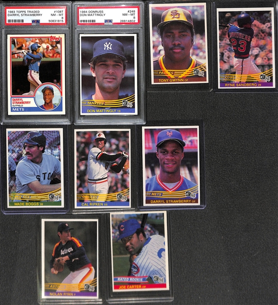 1983 Topps Baseball Traded Set w. PSA 8 Darryl Strawberry & 1984 Donruss Complete Set w. Mattingly PSA 8