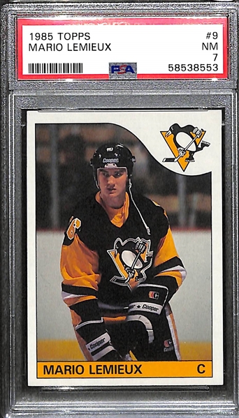 1985 Topps Mario Lemieux Rookie Graded PSA 7