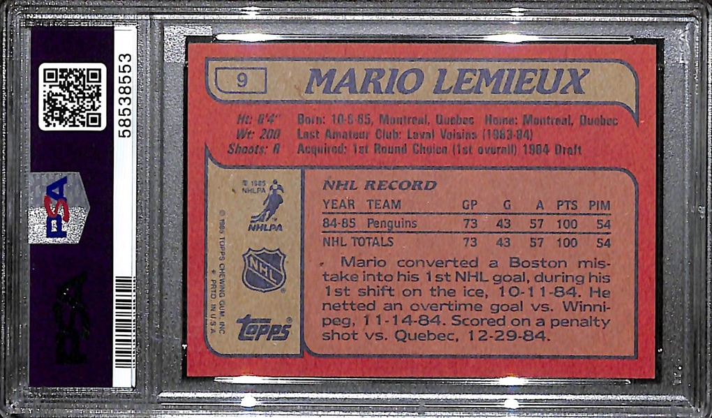 1985 Topps Mario Lemieux Rookie Graded PSA 7