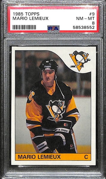 1985 Topps Mario Lemieux Rookie Graded PSA 8