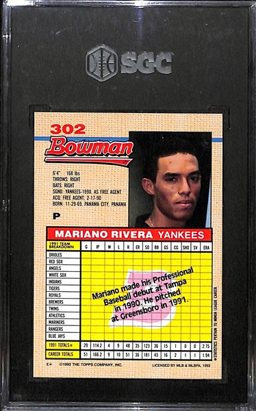 1992 Bowman Mariano Rivera #302 SGC 9