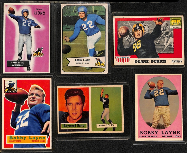 (51) 1954-1958 Bowman & Topps Football Cards w. 1954 Bobby Layne 