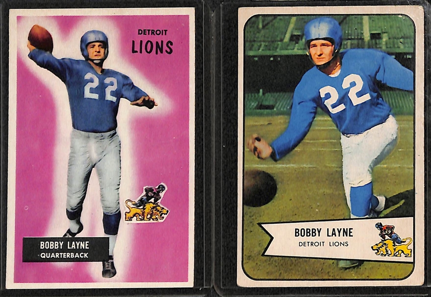 (51) 1954-1958 Bowman & Topps Football Cards w. 1954 Bobby Layne 