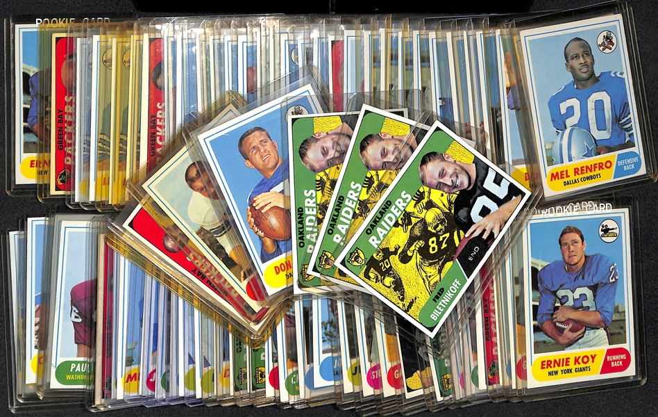 Lot of (68) 1968 Topps Football Cards w. Fred Biletnikoff x3