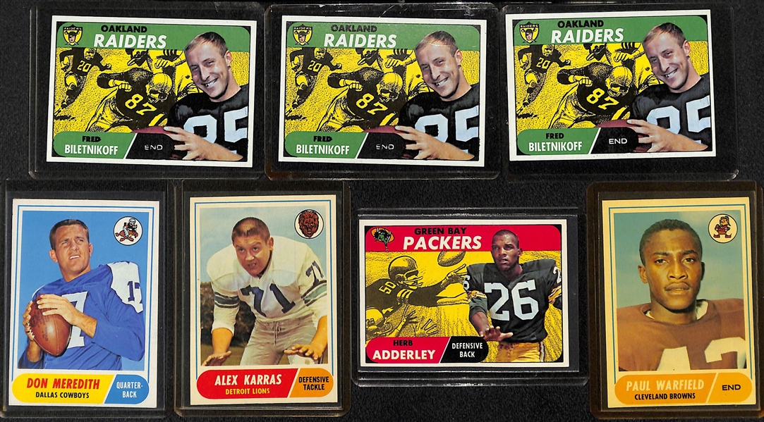 Lot of (68) 1968 Topps Football Cards w. Fred Biletnikoff x3
