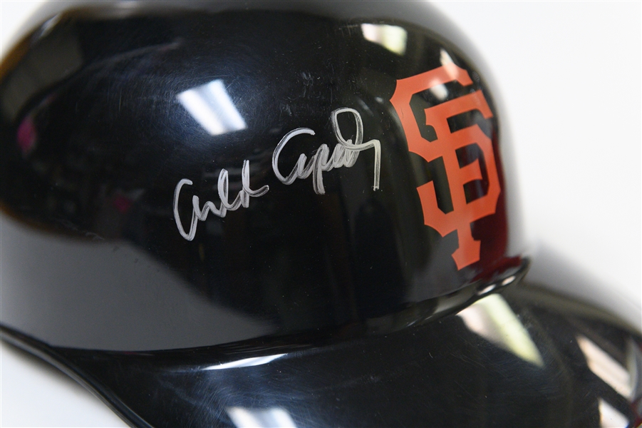 Orlando Cepeda Autographed Giants Helmet & Steve Carlton Autographed Phillies Hat (JSA Certified)