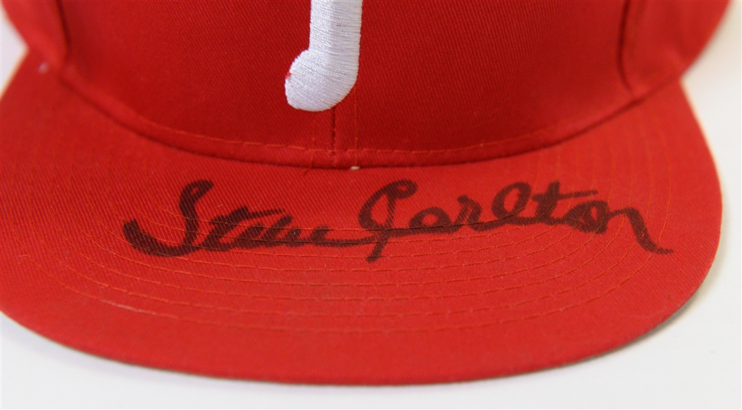 Orlando Cepeda Autographed Giants Helmet & Steve Carlton Autographed Phillies Hat (JSA Certified)
