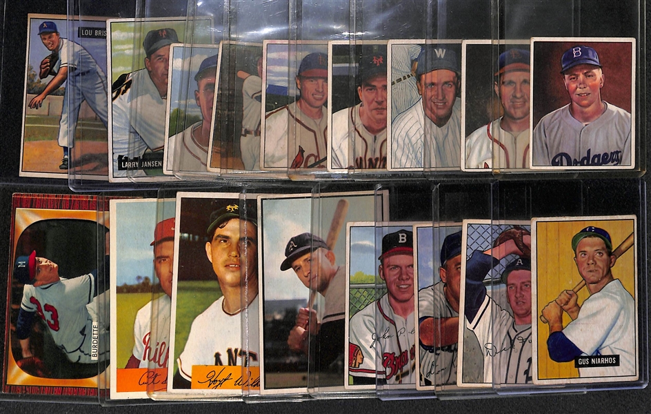 (17) 1950-1955 Bowman Baseball Cards w. Pee Wee Reese