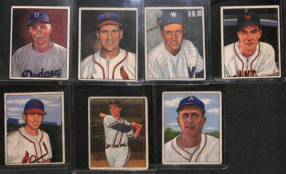 (17) 1950-1955 Bowman Baseball Cards w. Pee Wee Reese