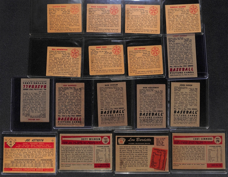 (17) 1950-1955 Bowman Baseball Cards w. Pee Wee Reese