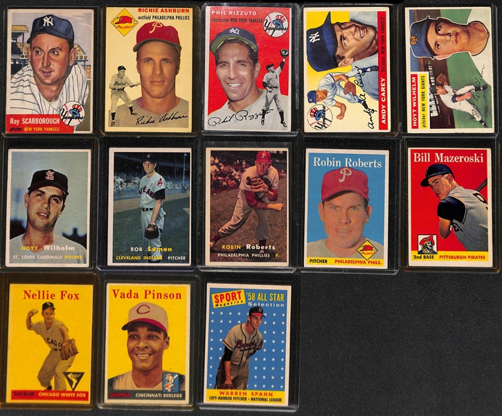 (105) 1953-1958 Topps Baseball Cards w. 1954 Richie Ashburn