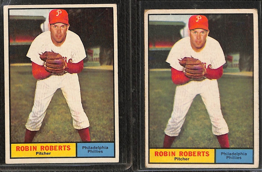 (290) 1961 Assorted Topps Baseball Cards w. Richie Ashburn & Warren Spahn All Star