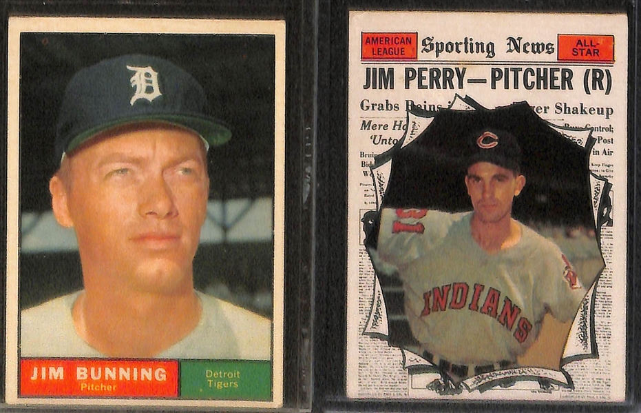 (290) 1961 Assorted Topps Baseball Cards w. Richie Ashburn & Warren Spahn All Star