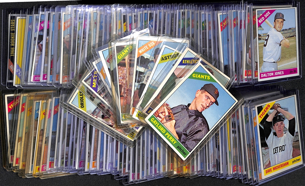    Lot of (110) 1966 Assorted Topps Baseball Cards w. Gaylord Perry & Catfish Hunter