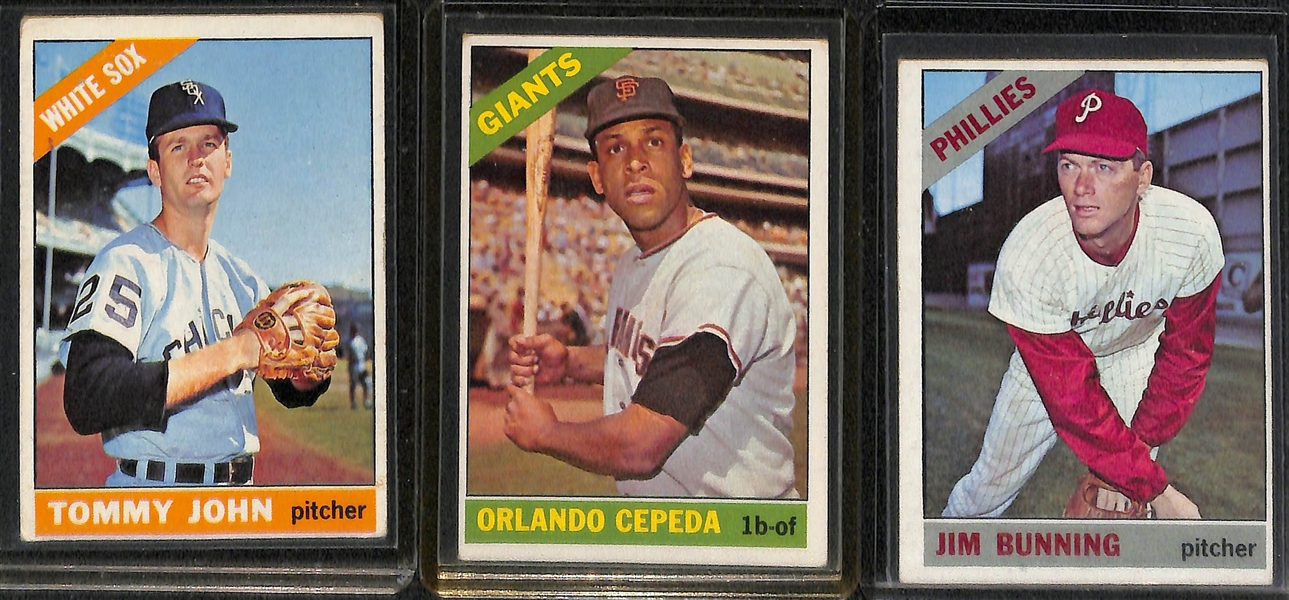    Lot of (110) 1966 Assorted Topps Baseball Cards w. Gaylord Perry & Catfish Hunter