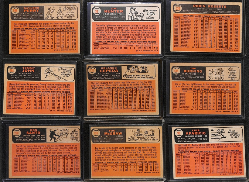    Lot of (110) 1966 Assorted Topps Baseball Cards w. Gaylord Perry & Catfish Hunter