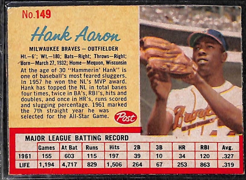   Lot of (150+) 1962 Post Cereal Cards w. Roger Maris x2 & Hank Aaron