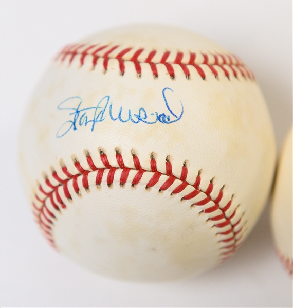 Lot of (4) Autographed Baseballs Inc. Reggie Jackson, Robin Roberts, Stan Musial, Bobby Thomson/Ralph Branca