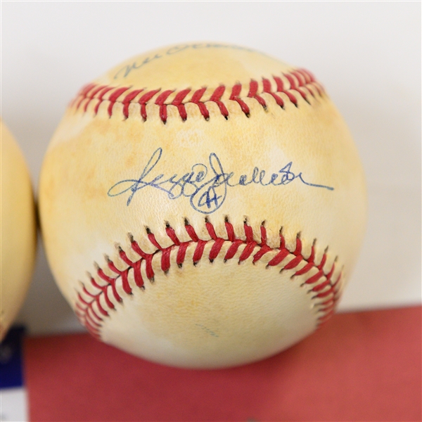 Lot of (4) Autographed Baseballs Inc. Reggie Jackson, Robin Roberts, Stan Musial, Bobby Thomson/Ralph Branca