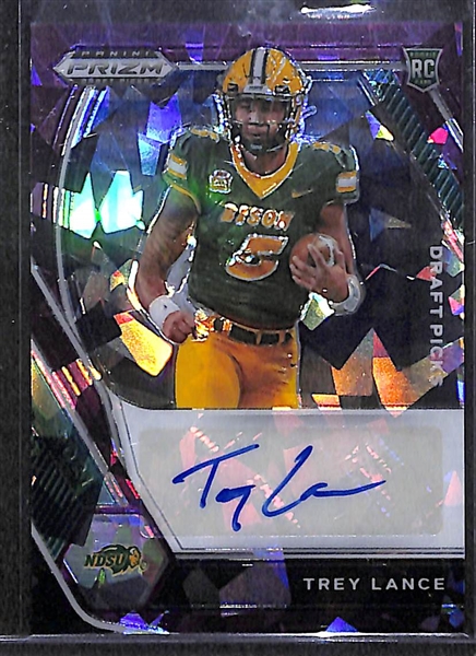2021 Prizm Draft Trey Lance Rookie Purple Cracked Ice Autograph #d 19/99