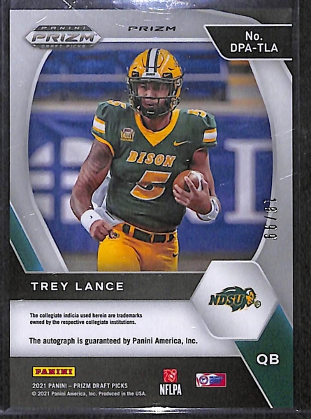 2021 Prizm Draft Trey Lance Rookie Purple Cracked Ice Autograph #d 19/99