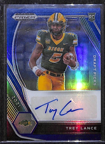 2021 Prizm Draft Trey Lance Rookie Blue Prizm Autograph #d 013/149