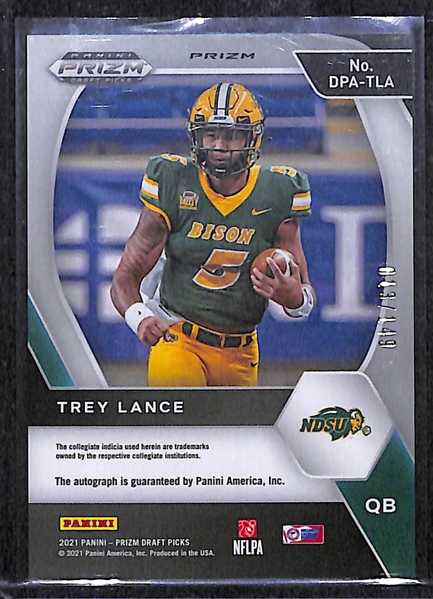 2021 Prizm Draft Trey Lance Rookie Blue Prizm Autograph #d 013/149