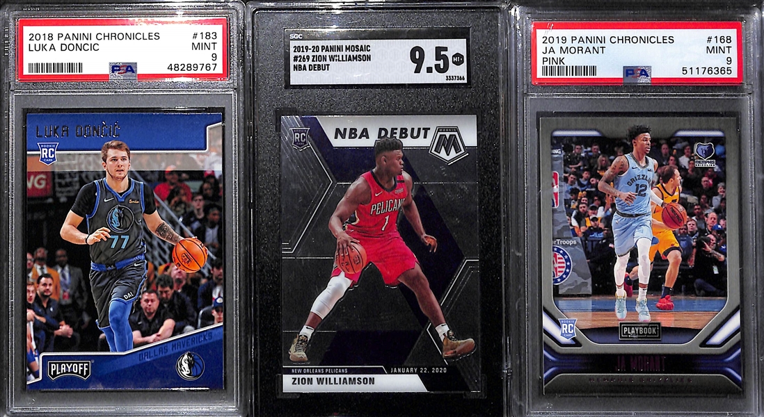 Lot of (3) 2018-20 Star Graded Basketball Rookies w. Luka Doncic, Zion and Morant